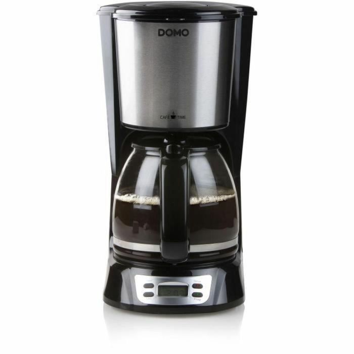 Domo Cafetera de filtro DO708K - 1000 W - 1,5 L - 12 tazas - Pantalla LCD - Temporizador 24 horas - Negra y acero inoxidable