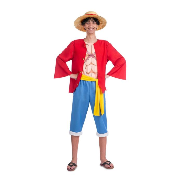 Disfraz luffy sombrero, chaqueta, camiseta, fajín y pantalón talla m