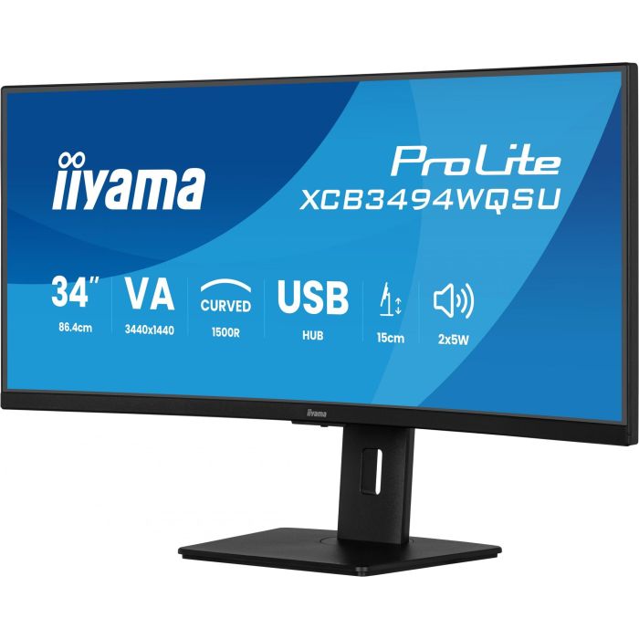Iiyama XCB3494WQSU-B1 Monitor curvo de 34" UWQHD, panel VA, 21:9, flicker-free, luz azul reducida 6