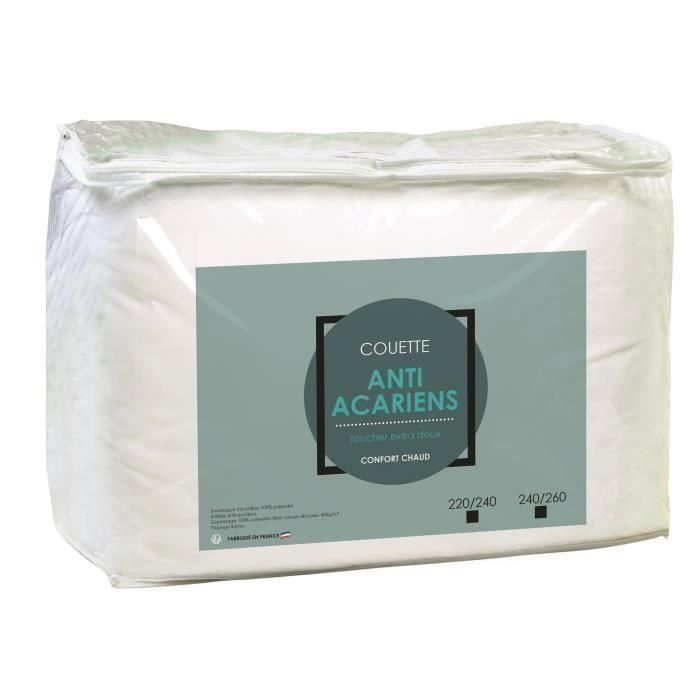 Edredón Cálido de Microfibra 100% Poliéster Antiácaros Antipolvo 240x260cm - Relleno 400g/m² - Fabricado en Francia Edredón Cálido de Microfibra 100% Poliéster Antiácaros Antipolvo 240x260cm - Relleno 400g/m² - Fabricado en Francia