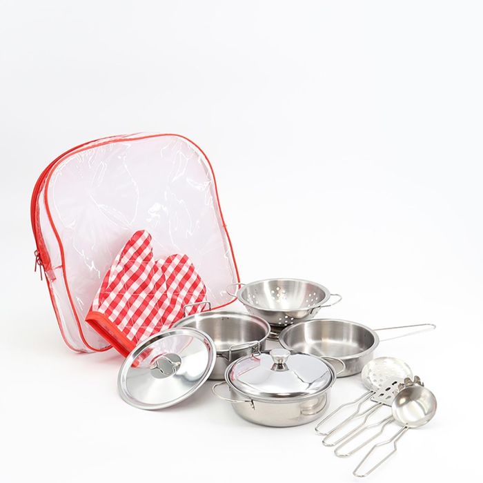 Tachan Mochila con Menaje de Cocina en Acero Inoxidable 11 Piezas para Niños +3 Años 1