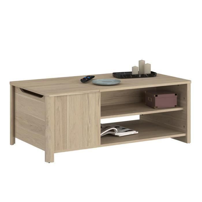 Mesa de centro rectangular BETTY - De tablero de partículas recubierto de papel - Decoración en roble - Clásico - L110 x H42 x D60 cm 2 Mesa de centro rectangular BETTY - De tablero de partículas recubierto de papel - Decoración en roble - Clásico - L110 x H42 x D60 cm 2