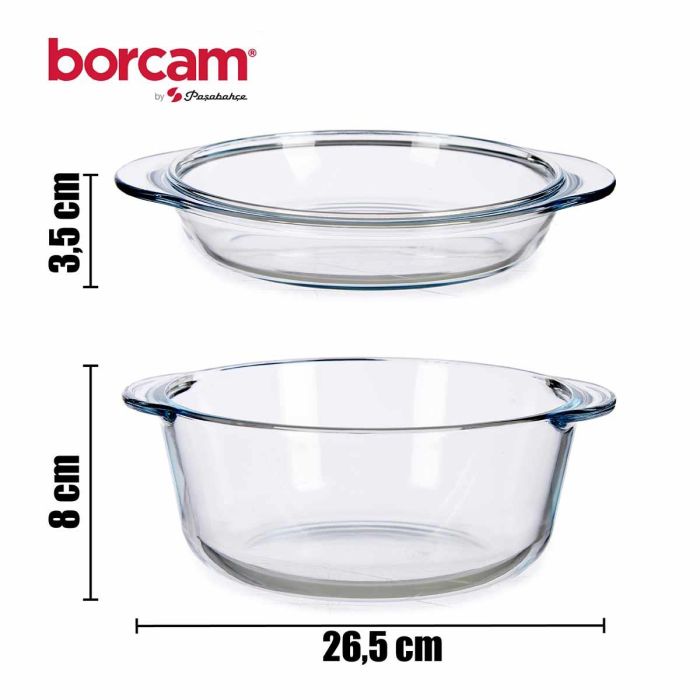 Pasabahce Cacerola con Tapa Borcam 2100 ml Vidrio Borosilicato Transparente 26x11x22 cm Apta Horno Lavavajillas Microondas (Set de 4) 3