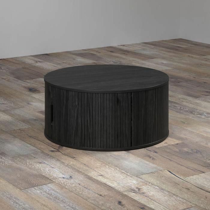 Trendteam RON234311432 Mesa de centro redonda MDF negra Essential Diámetro 80 cm Altura 36 cm 3