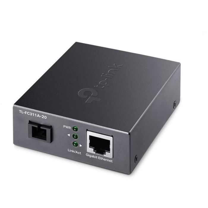 TP-Link TL-FC311A-20 Convertidor de Medio Gigabit Ethernet 1000 Mbit/s Monomodo 20 km SC Negro