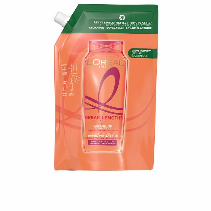 L'Oréal Paris F.I.L. Z70051538/1 Elvive Dream Long Champú Reconstructor con Keratina Antirrotura Hidratante Recarga Eco Pack 500 ml