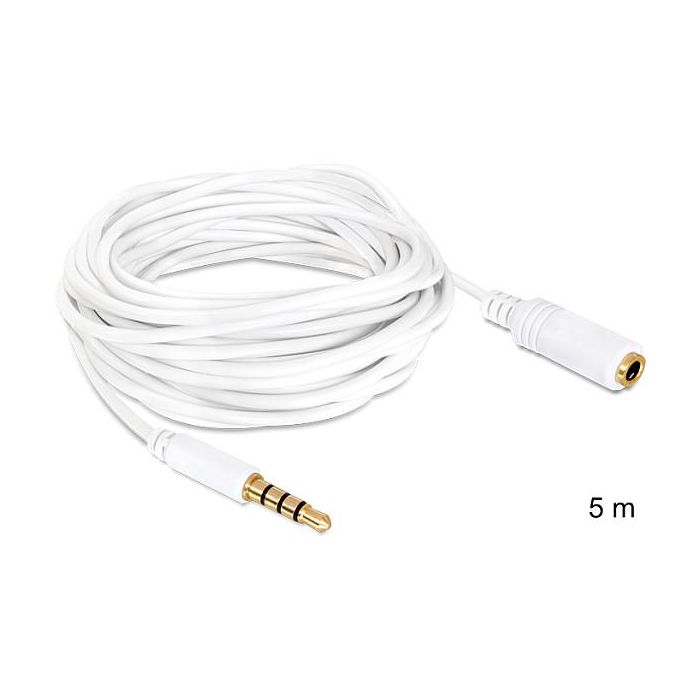 DeLOCK Cable Audio Auxiliar 3.5mm Macho a Hembra 5 Metros, 5m, Blanco 0 DeLOCK Cable Audio Auxiliar 3.5mm Macho a Hembra 5 Metros, 5m, Blanco 0