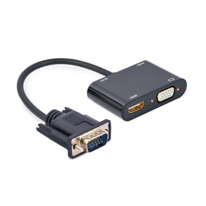 Gembird A-VGA-HDMI-02 Adaptador de Cable Convertidor de Vídeo VGA a HDMI con Puerto micro-USB y 0,15m para 1080p Negro