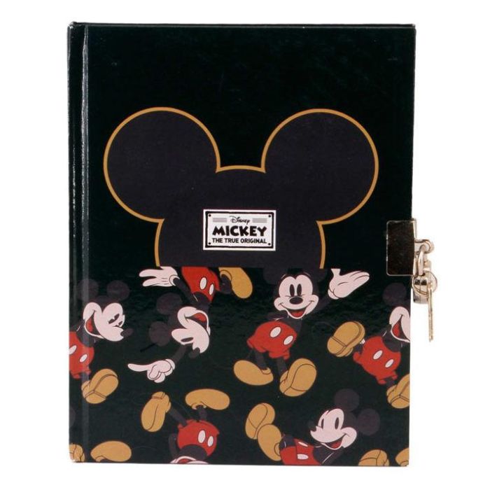 Disney Mickey Mouse Diario con Llave, Tapa Rígida, 160 Hojas Decoradas, Negro 2