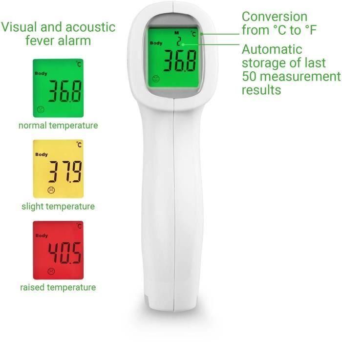 Medisana TM A79 Termómetro digital sin contacto con alarmas visuales (3 colores) y sonoras, 50 memorias, dispositivo médico certificado 2 Medisana TM A79 Termómetro digital sin contacto con alarmas visuales (3 colores) y sonoras, 50 memorias, dispositivo médico certificado 2