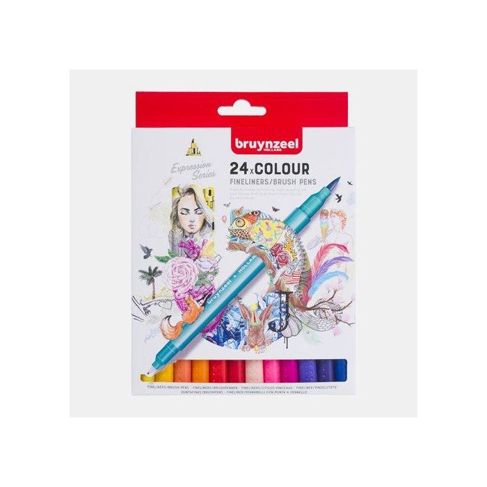 Rotulador Fibra Bruynzeel Doble Punta Caja De 24