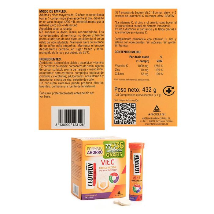 Leotron Vitamina C 72 + 36 Comprimidos 2