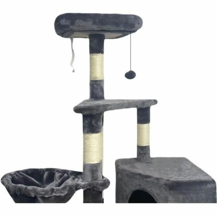 SWIFTY Árbol para gatos - 55 x 40 x 138 cm - Gris oscuro - 3 plataformas, 1 percha, 1 nicho, postes rascadores 3