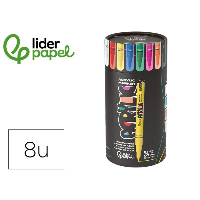 Rotulador Liderpapel Acrylic Base Agua Todo Tipo De Superficie Punta Fina 0,7 mm Caja De 8 Unidades Colores Rotulador Liderpapel Acrylic Base Agua Todo Tipo De Superficie Punta Fina 0,7 mm Caja De 8 Unidades Colores