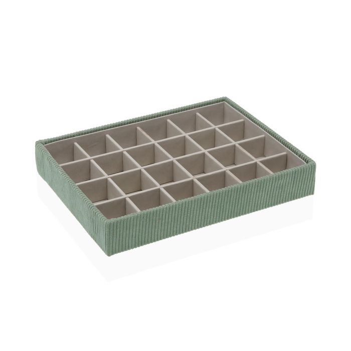 Joyero De Pana Verde Con 20 Compartimentos Versa 19X4CM (2 Unidades) Joyero De Pana Verde Con 20 Compartimentos Versa 19X4CM (2 Unidades)