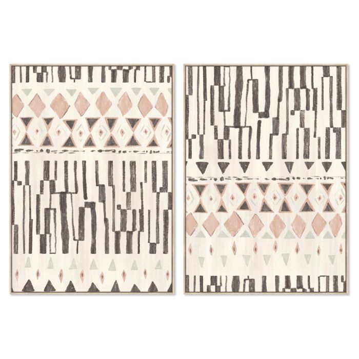 DKD Home Decor Cuadro Boho para Decoración, de Lienzo y Ps, Surtido Aleatorio, Beige, Negro y Rosa Palo, 140x100x4 cm (2 Unidades)