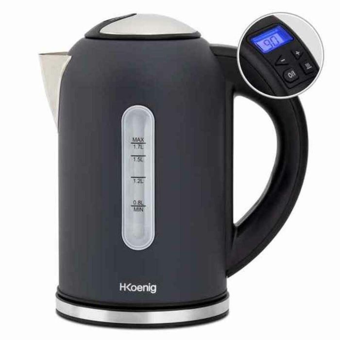 H.Koenig BOE52 Hervidor Eléctrico Programable Acero Inoxidable 1.7L 2200W Digital con Control de Temperatura y Función Mantener Caliente 3