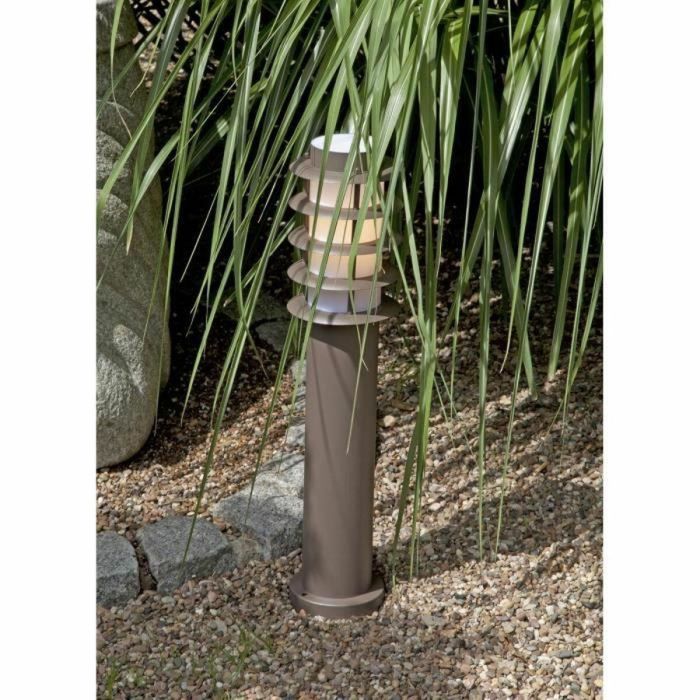 Brilliant Bolardo Pedestal Exterior Cilíndrico Metálico, Colección Oskar, 51cm Alto Marrón Brillante, Difusor Metacrilato Opalino, IP44 3 Brilliant Bolardo Pedestal Exterior Cilíndrico Metálico, Colección Oskar, 51cm Alto Marrón Brillante, Difusor Metacrilato Opalino, IP44 3