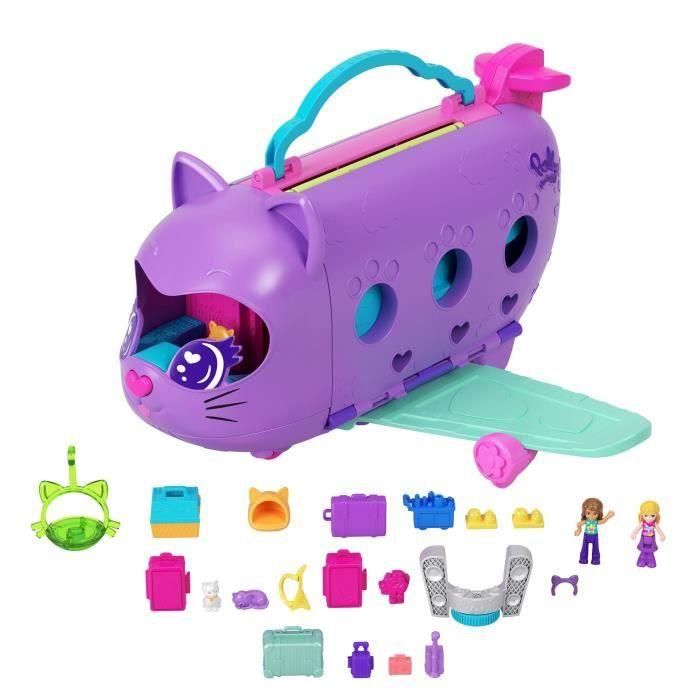 Polly Pocket - Avión Gatito Transformable - Caja con 2 minifiguras HWP19 Polly Pocket - Avión Gatito Transformable - Caja con 2 minifiguras HWP19