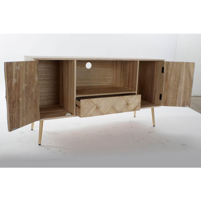 Mueble de TV DKD Home Decor 118 x 40 x 65 cm Metal Marrón claro Madera de Paulonia Pino 3