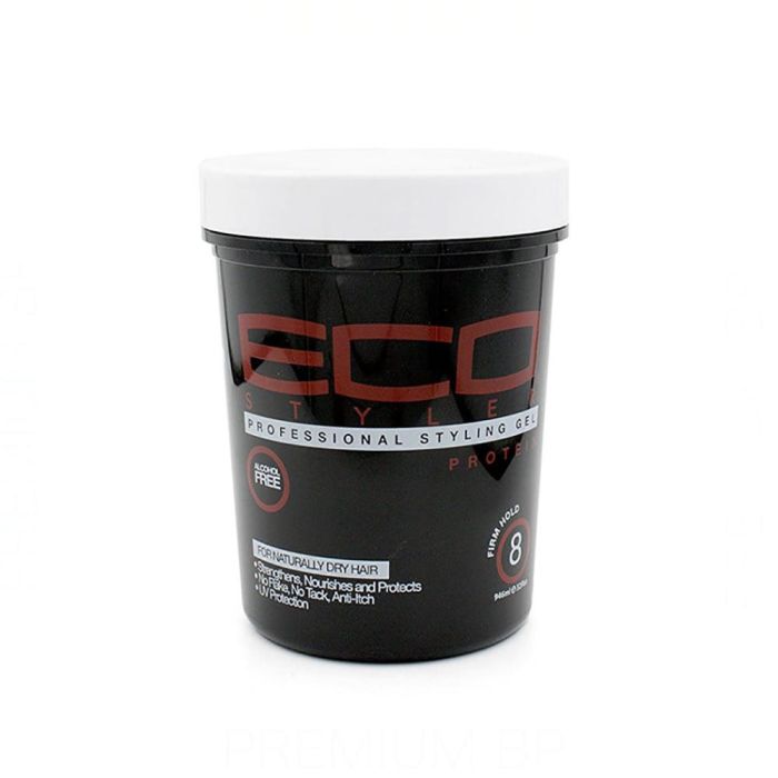 Eco Style Gel Protein 473ml – Fijación Máxima, Hidrata y Suaviza – Cabello Liso, Ondulado, Rizado – Sin Sulfatos
