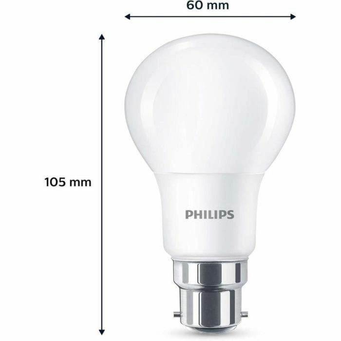 Philips PHI8719514451278 Bombilla LED 60W B22 Blanco Cálido Mate No Regulable Pack de 3 3 Philips PHI8719514451278 Bombilla LED 60W B22 Blanco Cálido Mate No Regulable Pack de 3 3