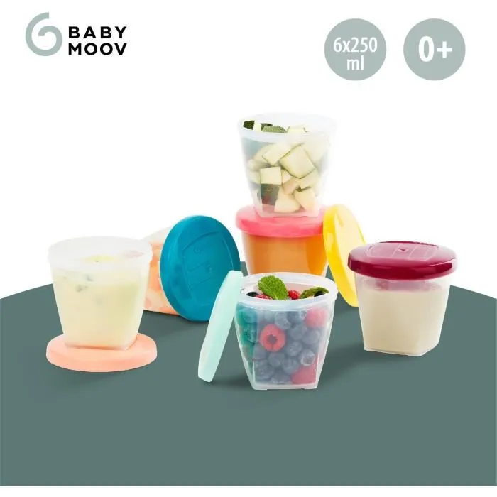Babymoov Babybols Kit L - 6 x 250 ml - Tarros herméticos para comida de bebé 2
