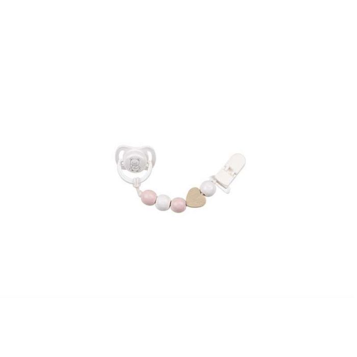 Set chupete c/cadena de piezas de madera y pinza blanca 1