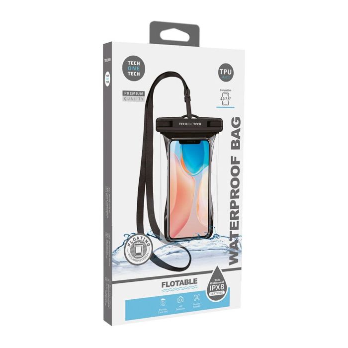 Tech One Tech Funda Impermeable Flotante TPU IPX8 para Móviles hasta 7.5", Negra 1