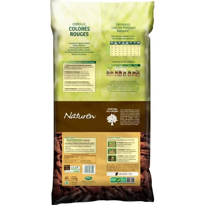 Naturen Virutas de Color Rojo - 40L, Acolchado Natural para Jardinería, Retiene Humedad y Protege Cultivos 1