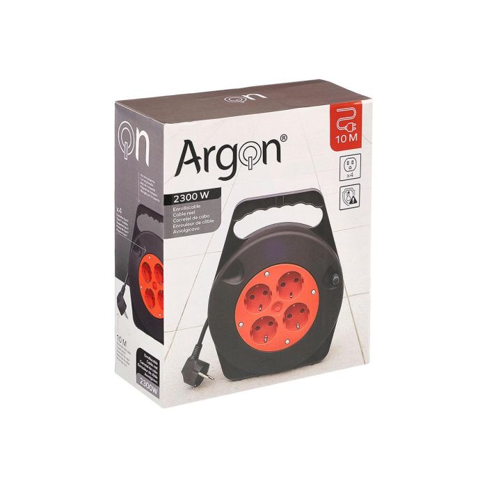 Cable Enrollable 10M Electrico 4 Enchufes 2300W Argon (Set de 6) 2
