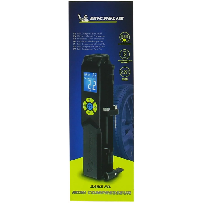 Michelin MIC1684854864057 Mini Compresor Inalámbrico Bomba Eléctrica con Manómetro Digital Recargable USB 10 Bar