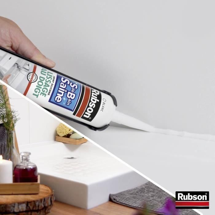 Rubson 1469154 Sellador Sanitario de Color Blanco, Envase 280ml. Para un Baño Saludable, con Alisado con los Dedos. 2 Rubson 1469154 Sellador Sanitario de Color Blanco, Envase 280ml. Para un Baño Saludable, con Alisado con los Dedos. 2