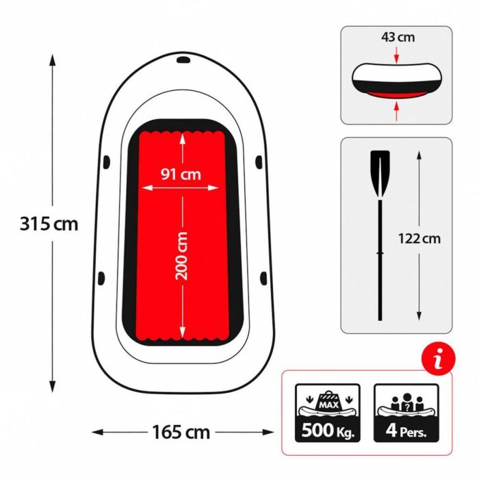 Barca excursion 4 personas con 2 remos aluminio y bomba incluido 315x165x43cm 3 Barca excursion 4 personas con 2 remos aluminio y bomba incluido 315x165x43cm 3