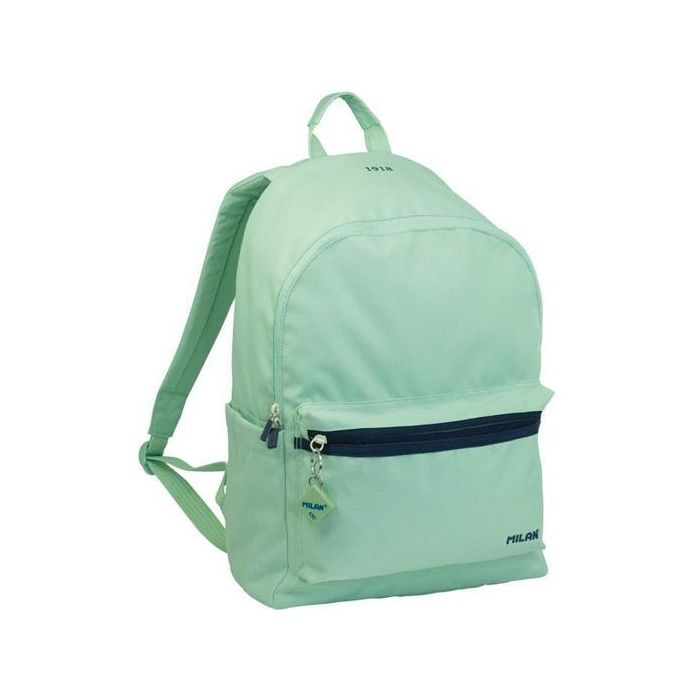 Milan Mochila Urbana Clásica 2 Cremalleras 22 L Serie 1918 Verde, Bolsillo para Portátil, Tejido Resistente Milan Mochila Urbana Clásica 2 Cremalleras 22 L Serie 1918 Verde, Bolsillo para Portátil, Tejido Resistente