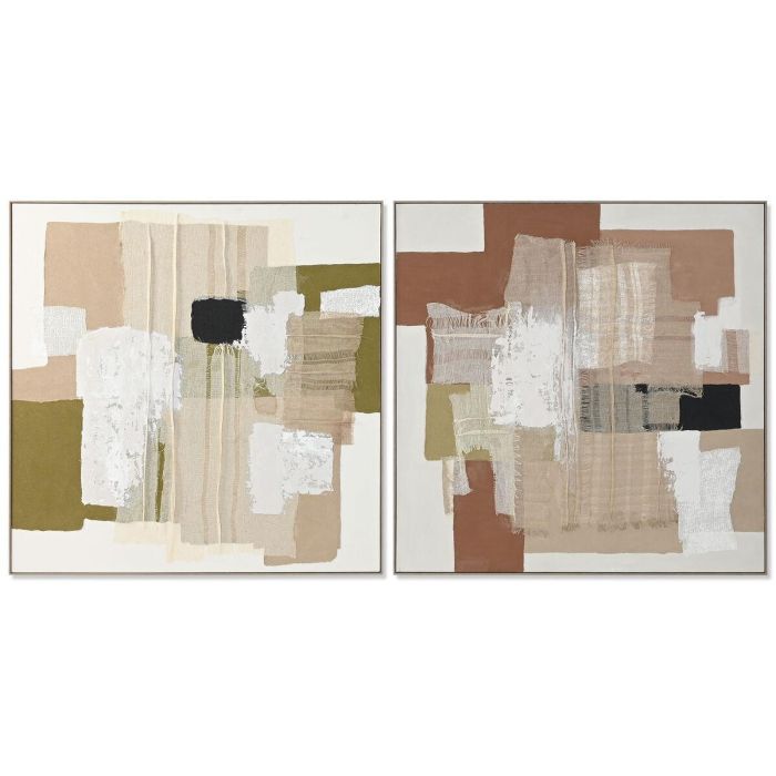 Cuadro Home ESPRIT Verde Beige Abstracto Urbano 121 x 5,2 x 121 cm (2 Unidades)