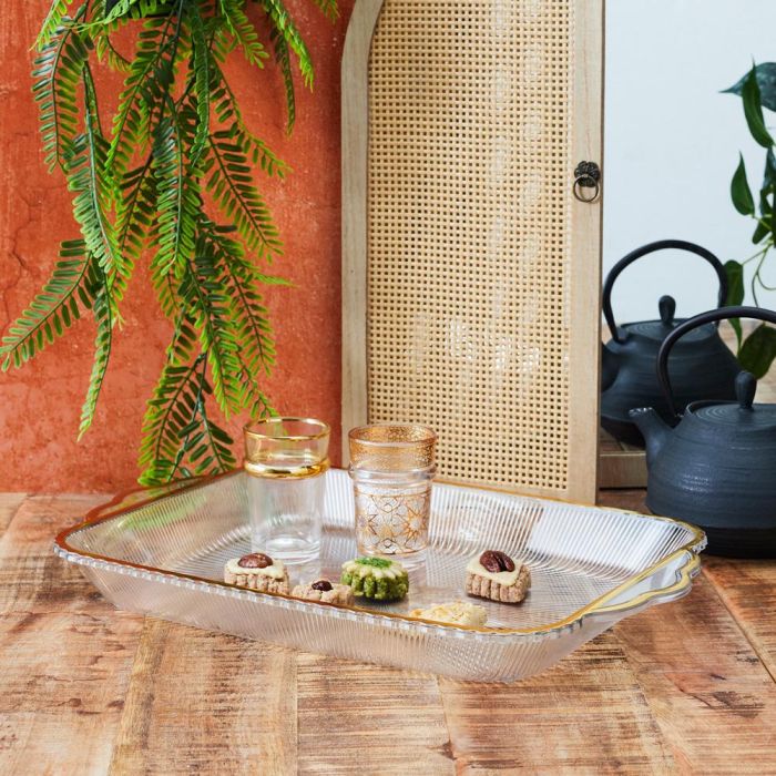 Home Deco Factory Mirage Bandeja de Plástico Rectangular con Ribete Dorado 41 cm 4