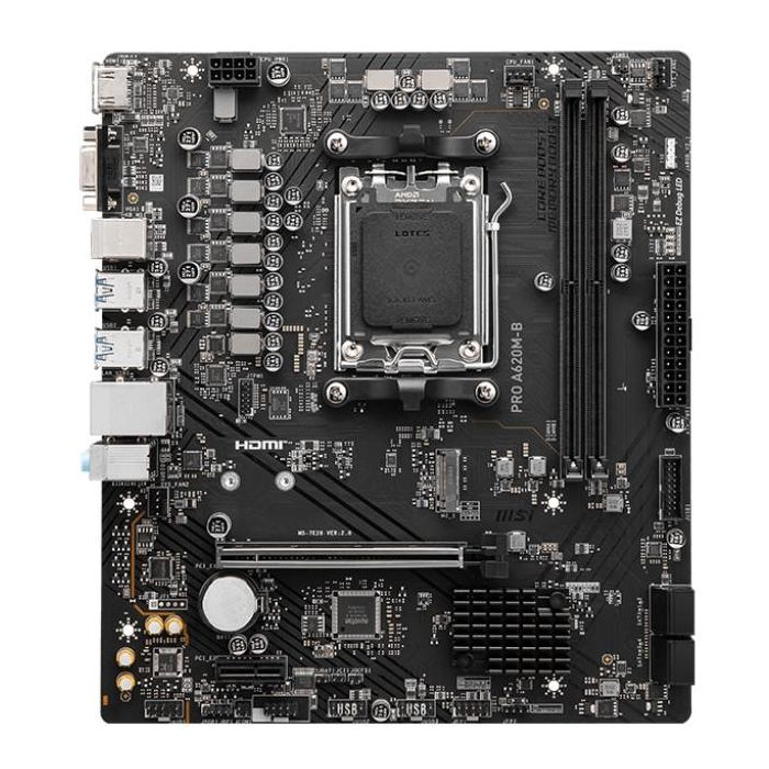 MSI 911-7E28-017 Placa Base PRO A620M-B, Socket AM5, DDR5 128GB, HDMI 2.1, 4SATA3+1M.2, Micro ATX 1