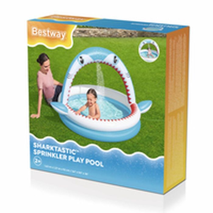 Bestway Piscina Hinchable Infantil 2 Aros Tiburon Aspersor 163x127x92 cm +2 Años Jardin 53157 14