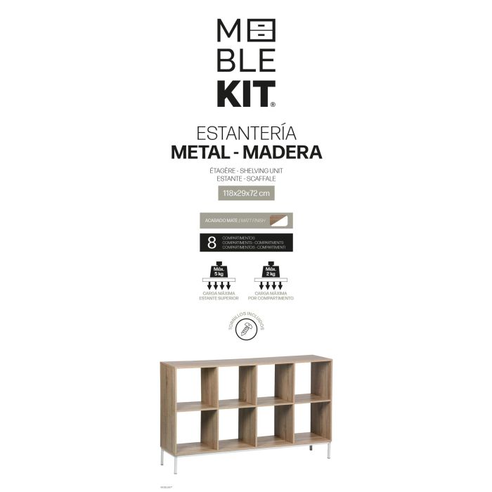 Estanteri.Cubo 8 Compart.Pata Metal Moblekit 2