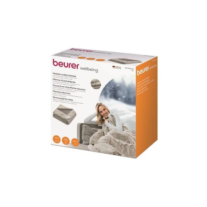 Beurer HD-75 NORDIC Manta de Tacto Suave, 6 Niveles de Temperatura, Sistema de Seguridad BSS 6