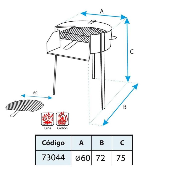 Barbacoa redonda con soporte para paella ø60cm imex el zorro 1