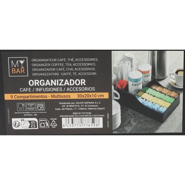 Organizador de Accesorios para Café e Infusiones My Bar - 9 Secciones (6 Unidades) 9 Organizador de Accesorios para Café e Infusiones My Bar - 9 Secciones (6 Unidades) 9