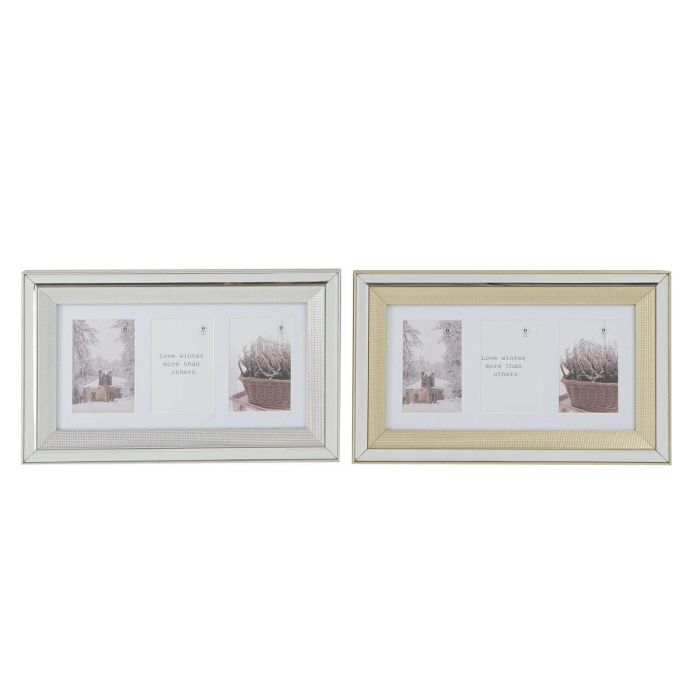 DKD Home Decor Marco Multifoto Tradicional para 3 fotos, Dorado Plateado, de PS y Cristal, 29x47 cm (Pack 2 unidades) DKD Home Decor Marco Multifoto Tradicional para 3 fotos, Dorado Plateado, de PS y Cristal, 29x47 cm (Pack 2 unidades)