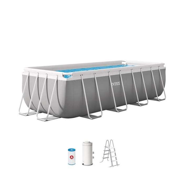 Intex Piscina Prism Frame Rectangular 400x200x122 cm con Bomba de Filtro y Escalera, Capacidad 8418L 0 Intex Piscina Prism Frame Rectangular 400x200x122 cm con Bomba de Filtro y Escalera, Capacidad 8418L 0