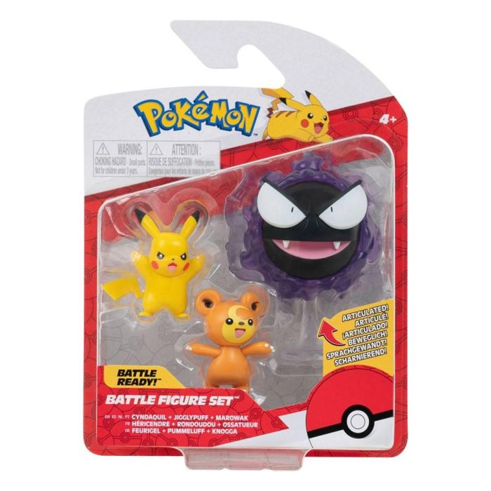 Jazwares Pack 3 Figuras Pokemon Batalla - Teddiursa, Pikachu #9, Gastly - Figuras Articuladas PVC 5cm 1 Jazwares Pack 3 Figuras Pokemon Batalla - Teddiursa, Pikachu #9, Gastly - Figuras Articuladas PVC 5cm 1