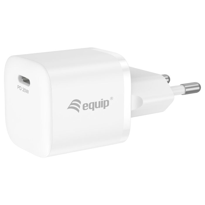 Equip 245520 Cargador de Pared USB-C Power Delivery PD 3.0 20W para iPhone, iPad, Nintendo Switch y Smartphones, Carga Rápida