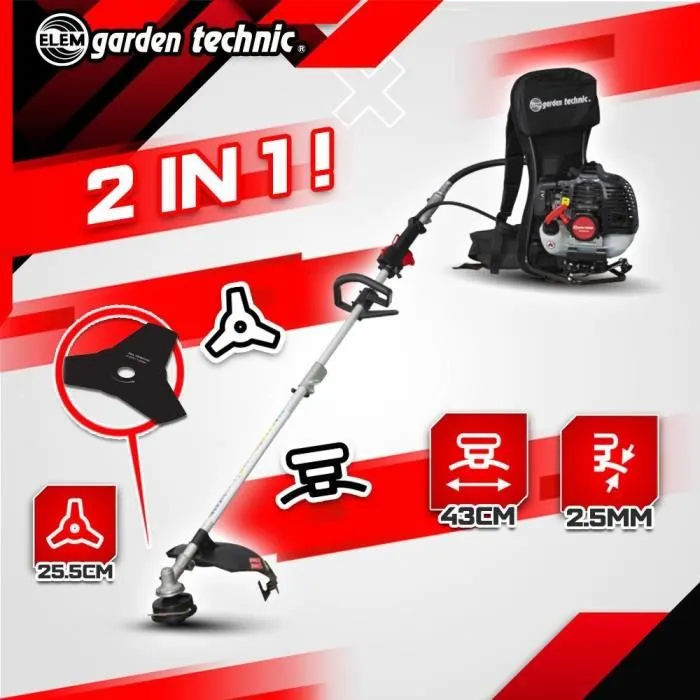 Elem Desbrozadora de mochila DCBT52DO-22 - 52cc - Arnés acolchado 2