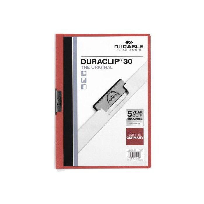 Dosier Clip Duraclip Pvc A4 2200 Pinza Metal 30H Rojo (Set de 25) Dosier Clip Duraclip Pvc A4 2200 Pinza Metal 30H Rojo (Set de 25)