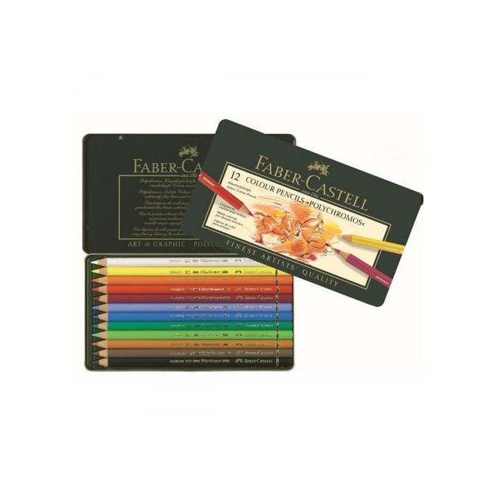 Faber-Castell Estuche de Metal con 12 Lápices de Colores Surtidos 110012